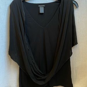 EUC Black sleeveless top with flowy fabric accent